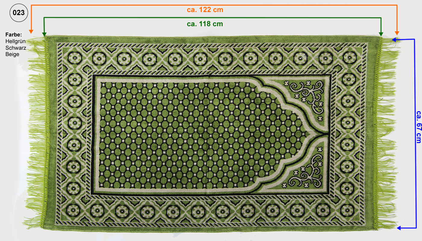 Seccade GEBETSTEPPICH 118 cm x 67 cm | Farbe: Hellgrün Nr.23