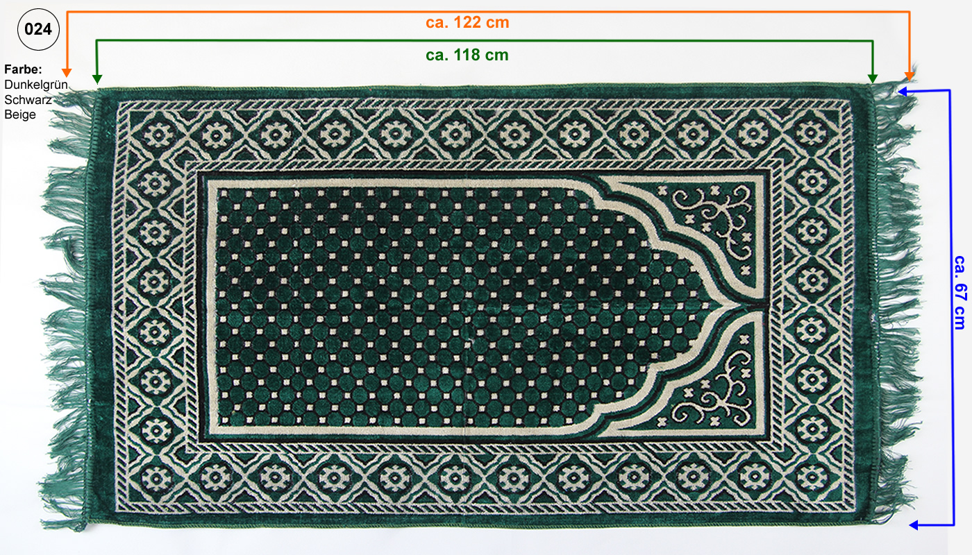 Seccade GEBETSTEPPICH 118 cm x 67 cm | Farbe: Grün Nr.24