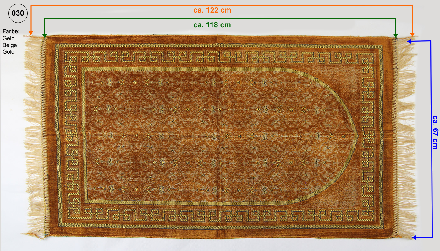 Seccade GEBETSTEPPICH 118 cm x 67 cm | Farbe: Gelb-Orange Nr.30