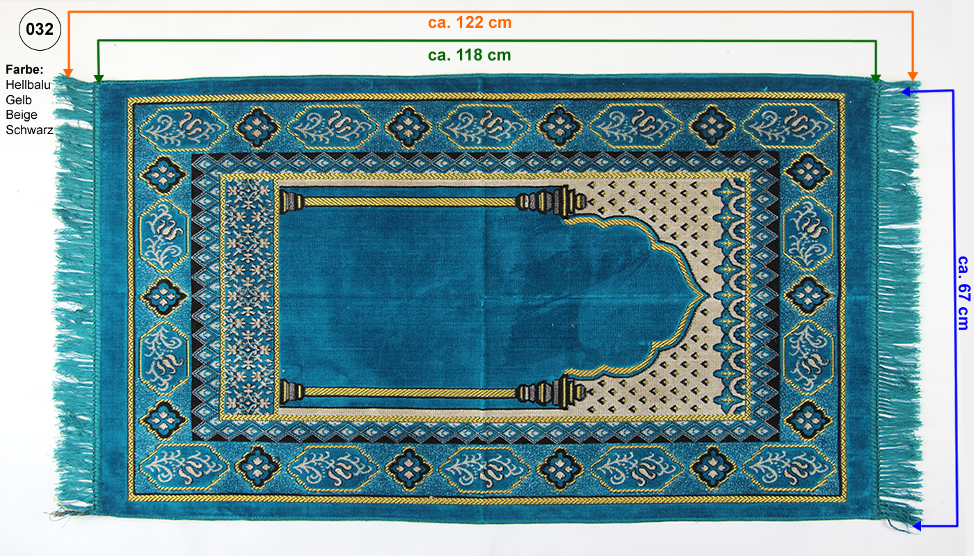 Seccade GEBETSTEPPICH 118 cm x 67 cm | Farbe: Hellblau Nr.32