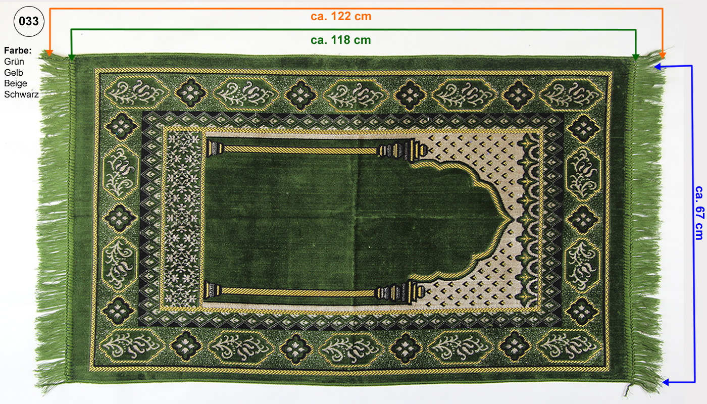 Seccade GEBETSTEPPICH 118 cm x 67 cm | Farbe: Grün Nr.33