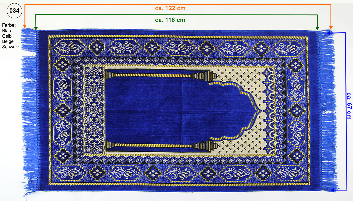 Seccade GEBETSTEPPICH 118 cm x 67 cm | Farbe: Blau Nr.34
