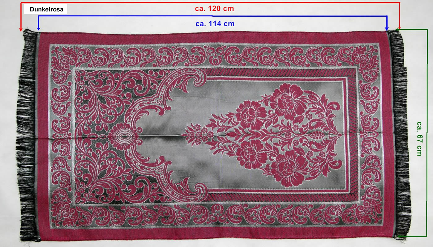 Seccade Glänzende Parlak Simli GEBETSTEPPICH 114 cm x 70 cm | Farbe: Dunkelrosa