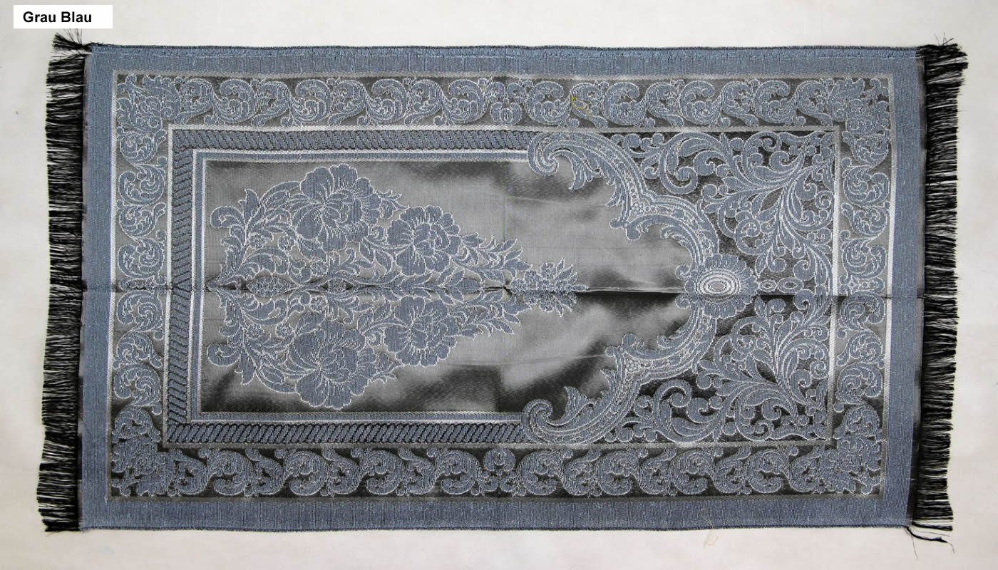 Seccade Glänzende Parlak Simli GEBETSTEPPICH 114 cm x 70 cm | Farbe: Grau Blau